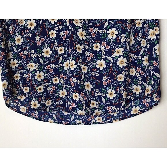 Adrianna Papell Popover Sleeveless Blouse Size S Blue Floral V Neck Work Office - Picture 5 of 8